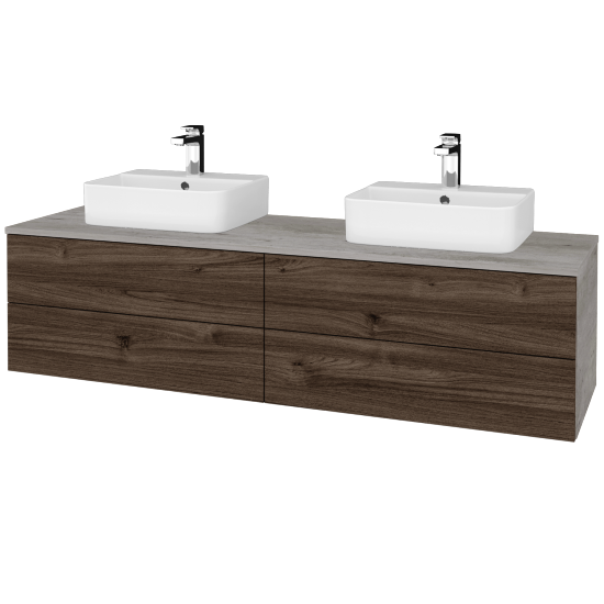 Waschtischunterschrank JOCKAM SZZ4 160 (Waschtisch Joy 3)  - D01 Beton - D25 Teak - Nein