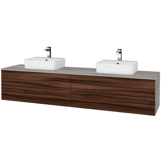 Waschtischunterschrank JOCKAM SZZ4 200 (Waschtisch Joy 3)  - D01 Beton - D06 Nussbaum - Nein