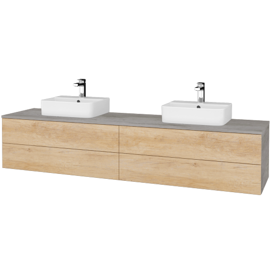 Waschtischunterschrank JOCKAM SZZ4 200 (Waschtisch Joy 3)  - D01 Beton - D15 Eiche Nebraska - Nein