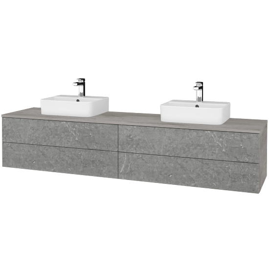 Waschtischunterschrank JOCKAM SZZ4 200 (Waschtisch Joy 3)  - D01 Beton - D20 Galaxy - Nein