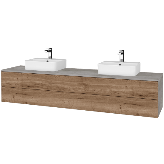 Waschtischunterschrank JOCKAM SZZ4 200 (Waschtisch Joy 3)  - D01 Beton - D21 Tobacco - Nein