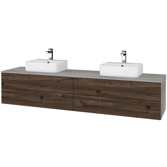 Waschtischunterschrank JOCKAM SZZ4 200 (Waschtisch Joy 3)  - D01 Beton - D25 Teak - Nein