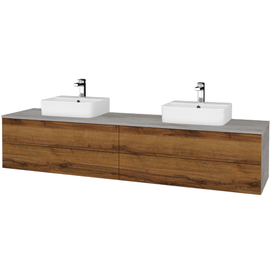 Waschtischunterschrank JOCKAM SZZ4 200 (Waschtisch Joy 3)  - D01 Beton - D27 Cognac - Nein