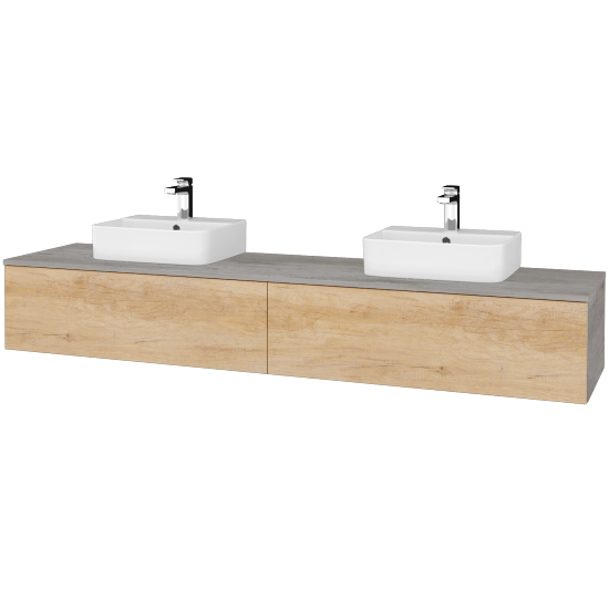 Waschtischunterschrank JOCKAM SZZ12 200 (Waschtisch Joy 3)  - D01 Beton - D15 Eiche Nebraska - Nein
