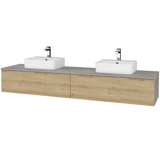 Waschtischunterschrank JOCKAM SZZ12 200 (Waschtisch Joy 3)  - D01 Beton - D22 Eiche Caramel - Nein