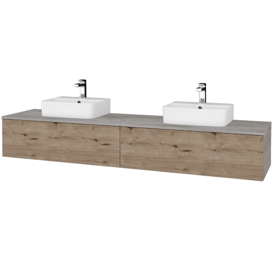 Waschtischunterschrank JOCKAM SZZ12 200 (Waschtisch Joy 3)  - D01 Beton - D23 Eiche Herkules - Nein
