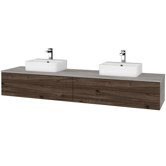 Waschtischunterschrank JOCKAM SZZ12 200 (Waschtisch Joy 3)  - D01 Beton - D25 Teak - Nein