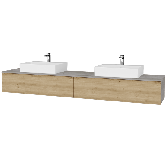 Waschtischunterschrank JOCKAM SZZ12 240 (Waschtisch Kube)  - D01 Beton - D22 Eiche Caramel - Nein