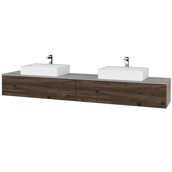 Waschtischunterschrank JOCKAM SZZ12 240 (Waschtisch Kube)  - D01 Beton - D25 Teak - Nein