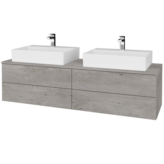 Waschtischunterschrank JOCKAM SZZ4 160 (Waschtisch Kube)  - D01 Beton - D01 Beton - Nein