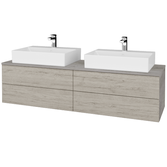 Waschtischunterschrank JOCKAM SZZ4 160 (Waschtisch Kube)  - D01 Beton - D05 Oregon - Nein
