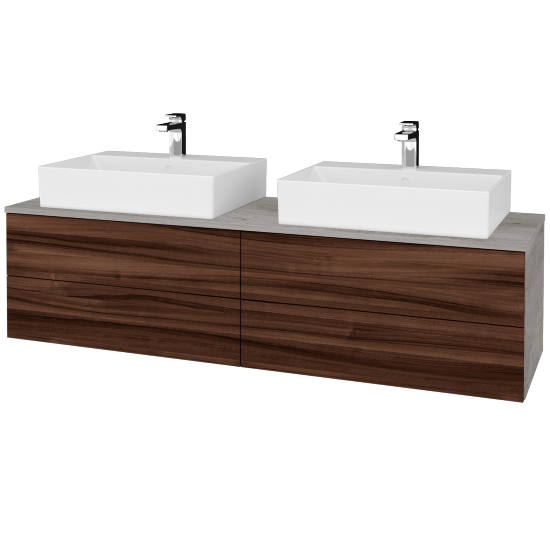 Waschtischunterschrank JOCKAM SZZ4 160 (Waschtisch Kube)  - D01 Beton - D06 Nussbaum - Nein