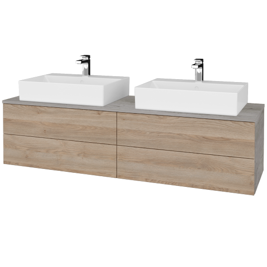 Waschtischunterschrank JOCKAM SZZ4 160 (Waschtisch Kube)  - D01 Beton - D17 Eiche Colorado - Nein