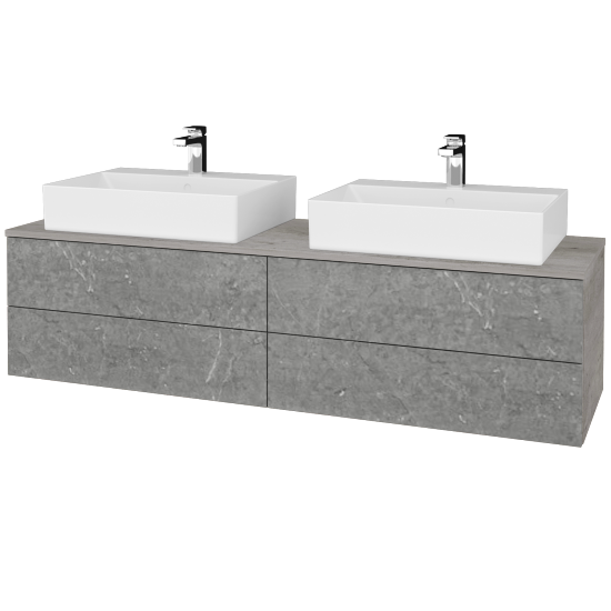 Waschtischunterschrank JOCKAM SZZ4 160 (Waschtisch Kube)  - D01 Beton - D20 Galaxy - Nein