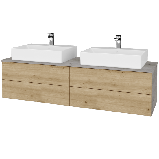 Waschtischunterschrank JOCKAM SZZ4 160 (Waschtisch Kube)  - D01 Beton - D22 Eiche Caramel - Nein