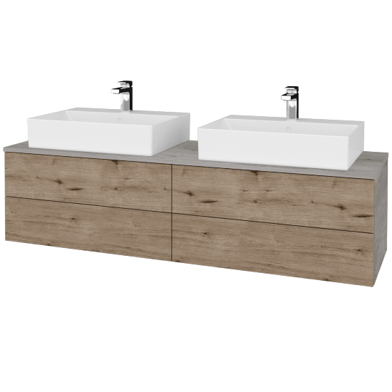 Waschtischunterschrank JOCKAM SZZ4 160 (Waschtisch Kube)  - D01 Beton - D23 Eiche Herkules - Nein