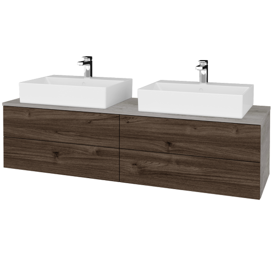 Waschtischunterschrank JOCKAM SZZ4 160 (Waschtisch Kube)  - D01 Beton - D25 Teak - Nein