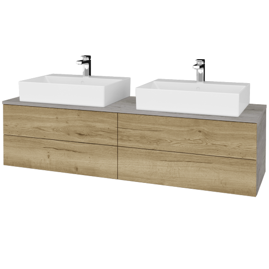 Waschtischunterschrank JOCKAM SZZ4 160 (Waschtisch Kube)  - D01 Beton - D26 Ontario - Nein