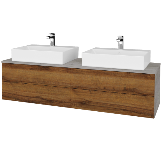 Waschtischunterschrank JOCKAM SZZ4 160 (Waschtisch Kube)  - D01 Beton - D27 Cognac - Nein