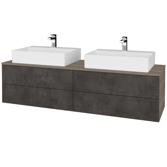 Waschtischunterschrank JOCKAM SZZ4 160 (Waschtisch Kube)  - D03 Cafe - D16 Dark Beton - Nein