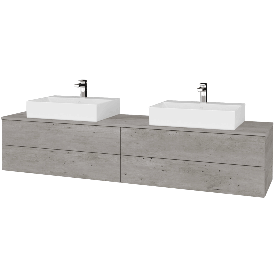 Waschtischunterschrank JOCKAM SZZ4 200 (Waschtisch Kube)  - D01 Beton - D01 Beton - Nein