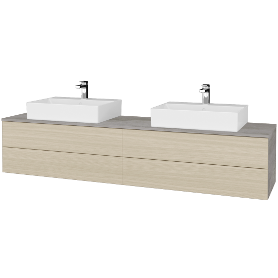 Waschtischunterschrank JOCKAM SZZ4 200 (Waschtisch Kube)  - D01 Beton - D04 Eiche - Nein