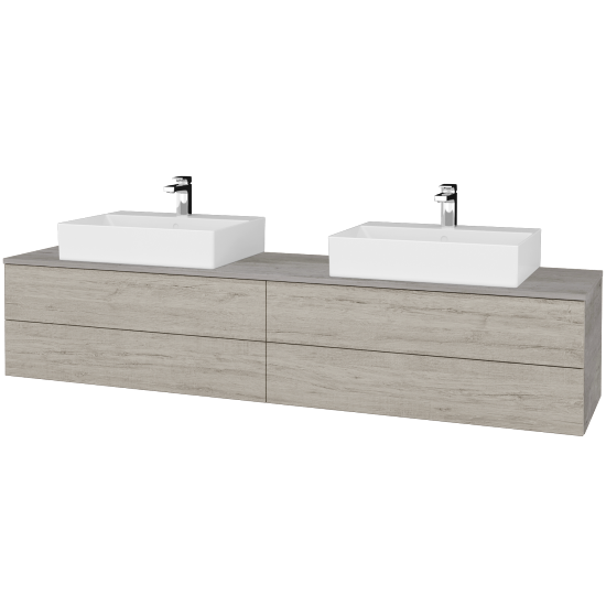 Waschtischunterschrank JOCKAM SZZ4 200 (Waschtisch Kube)  - D01 Beton - D05 Oregon - Nein