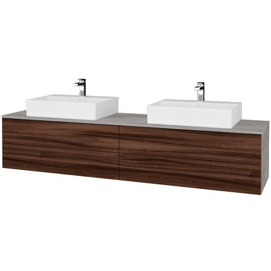 Waschtischunterschrank JOCKAM SZZ4 200 (Waschtisch Kube)  - D01 Beton - D06 Nussbaum - Nein
