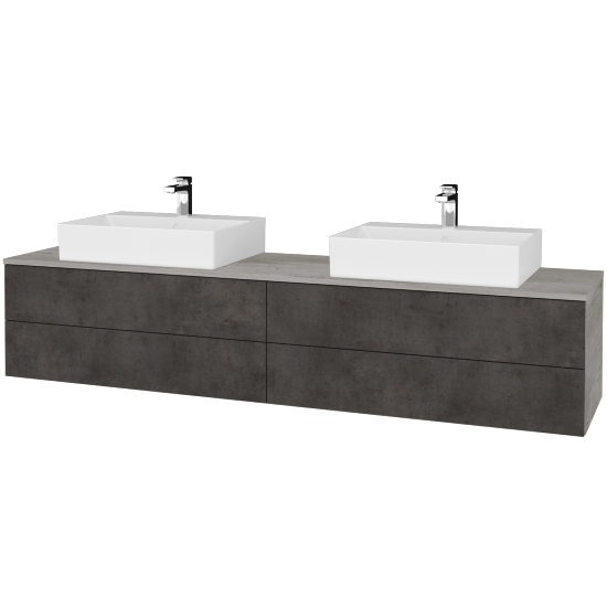 Waschtischunterschrank JOCKAM SZZ4 200 (Waschtisch Kube)  - D01 Beton - D16 Dark Beton - Nein