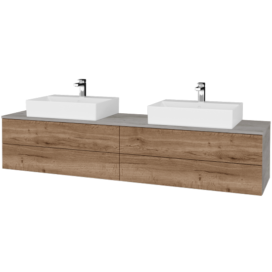 Waschtischunterschrank JOCKAM SZZ4 200 (Waschtisch Kube)  - D01 Beton - D21 Tobacco - Nein
