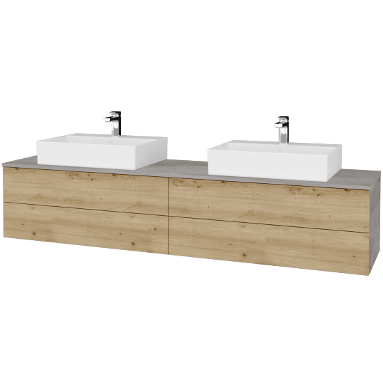 Waschtischunterschrank JOCKAM SZZ4 200 (Waschtisch Kube)  - D01 Beton - D22 Eiche Caramel - Nein