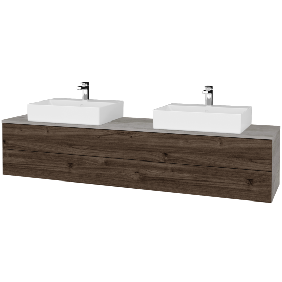 Waschtischunterschrank JOCKAM SZZ4 200 (Waschtisch Kube)  - D01 Beton - D25 Teak - Nein