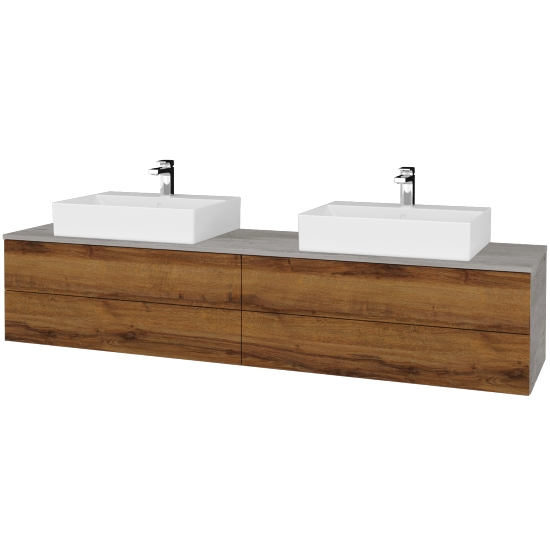 Waschtischunterschrank JOCKAM SZZ4 200 (Waschtisch Kube)  - D01 Beton - D27 Cognac - Nein