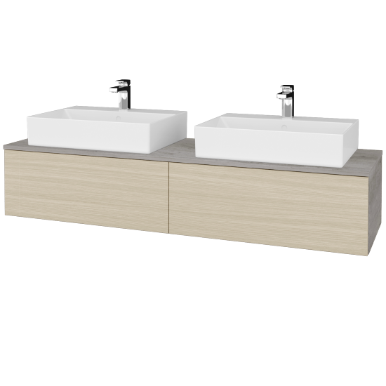 Waschtischunterschrank JOCKAM SZZ12 160 (Waschtisch Kube)  - D01 Beton - D04 Eiche - Nein