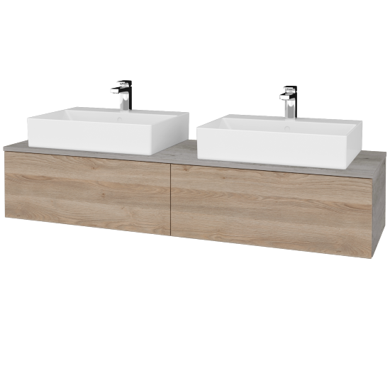 Waschtischunterschrank JOCKAM SZZ12 160 (Waschtisch Kube)  - D01 Beton - D17 Eiche Colorado - Nein