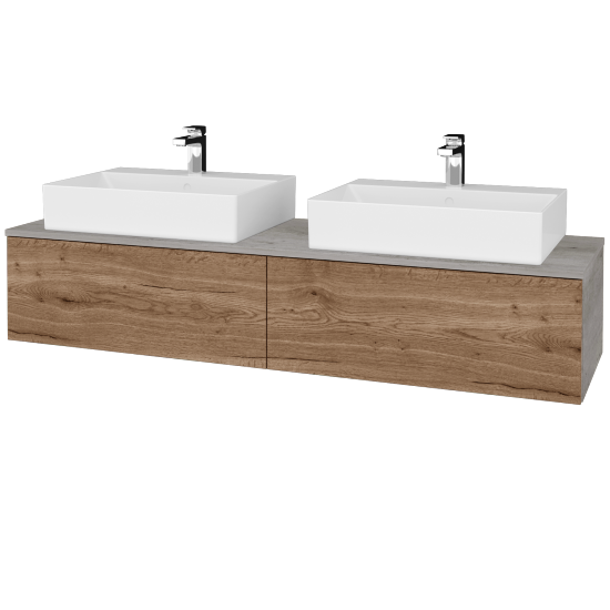 Waschtischunterschrank JOCKAM SZZ12 160 (Waschtisch Kube)  - D01 Beton - D21 Tobacco - Nein