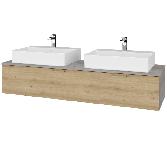 Waschtischunterschrank JOCKAM SZZ12 160 (Waschtisch Kube)  - D01 Beton - D22 Eiche Caramel - Nein