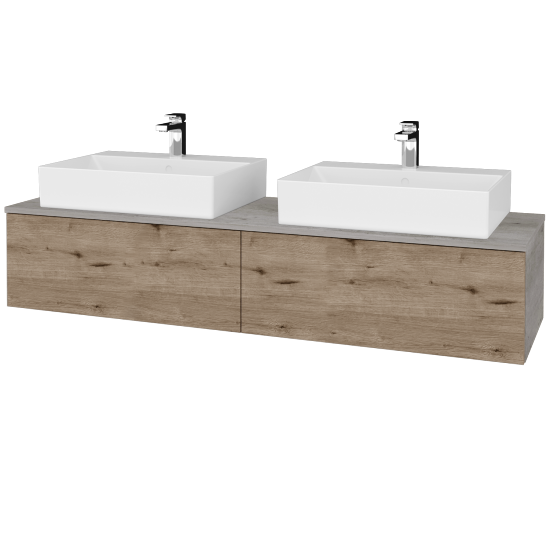 Waschtischunterschrank JOCKAM SZZ12 160 (Waschtisch Kube)  - D01 Beton - D23 Eiche Herkules - Nein