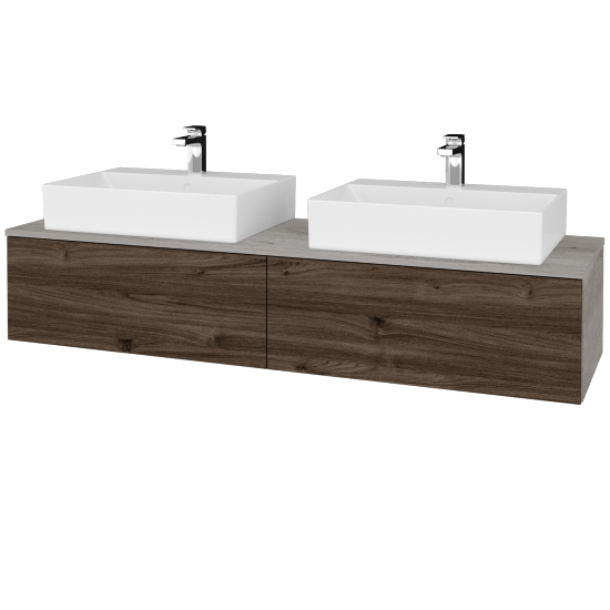 Waschtischunterschrank JOCKAM SZZ12 160 (Waschtisch Kube)  - D01 Beton - D25 Teak - Nein