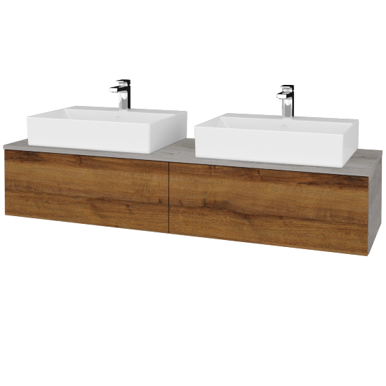 Waschtischunterschrank JOCKAM SZZ12 160 (Waschtisch Kube)  - D01 Beton - D27 Cognac - Nein