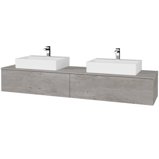 Waschtischunterschrank JOCKAM SZZ12 200 (Waschtisch Kube)  - D01 Beton - D01 Beton - Nein