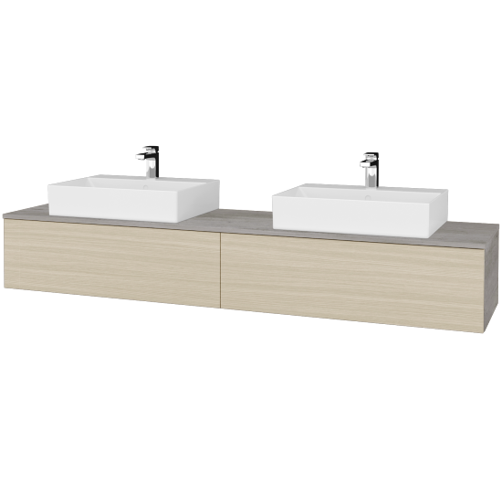Waschtischunterschrank JOCKAM SZZ12 200 (Waschtisch Kube)  - D01 Beton - D04 Eiche - Nein