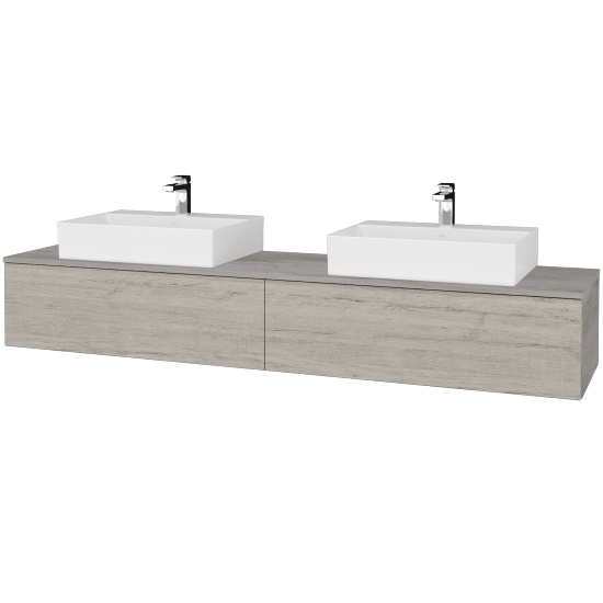 Waschtischunterschrank JOCKAM SZZ12 200 (Waschtisch Kube)  - D01 Beton - D05 Oregon - Nein