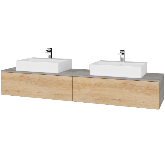 Waschtischunterschrank JOCKAM SZZ12 200 (Waschtisch Kube)  - D01 Beton - D15 Eiche Nebraska - Nein