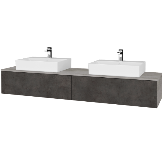 Waschtischunterschrank JOCKAM SZZ12 200 (Waschtisch Kube)  - D01 Beton - D16 Dark Beton - Nein