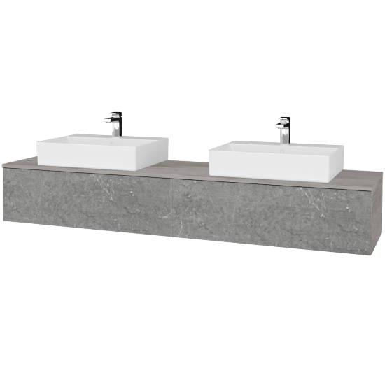 Waschtischunterschrank JOCKAM SZZ12 200 (Waschtisch Kube)  - D01 Beton - D20 Galaxy - Nein