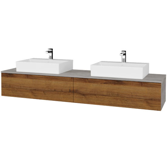 Waschtischunterschrank JOCKAM SZZ12 200 (Waschtisch Kube)  - D01 Beton - D27 Cognac - Nein