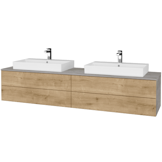 Waschtischunterschrank JOCKAM SZZ4 200 (Waschtisch Glance)  - D01 Beton - D09 Eiche Arlington - Nein