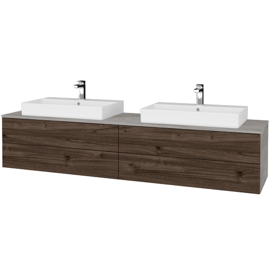 Waschtischunterschrank JOCKAM SZZ4 200 (Waschtisch Glance)  - D01 Beton - D25 Teak - Nein
