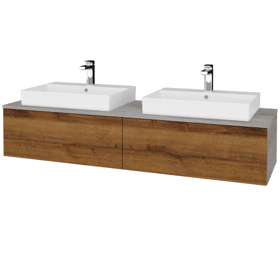 Waschtischunterschrank JOCKAM SZZ12 160 (Waschtisch Glance)  - D01 Beton - D27 Cognac - Nein